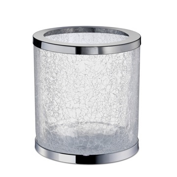 Waste Basket, Windisch 89164, Round Crackled Glass Bathroom Waste Bin 89164